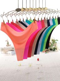 Solid Sexy Panties Women Cotton Seamless Low Rise Thongs Lingerie Underwear Knickers Elasticity Ice Silk Ladies Sexy G String2492939