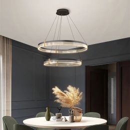 Modern New Acrylic Shade Circle Chandelier Designer High-End Hanging Indoor Lighting Decor For Restaurant Bedroom Living Room