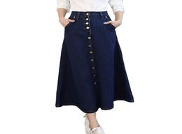 TIYIHAILEY New Fashion Women Denim Plus Size Women Skirt Long Maxi Skirt Jeans Aline S2XL Skirts Blue buttons Spring Autumn5229751