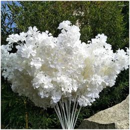 Decorative Flowers 10pcs 90cm White Branch Snow Cherry Blossom Artificial Flower Home Living Room Decoration Wedding Outdoor Party Shooting