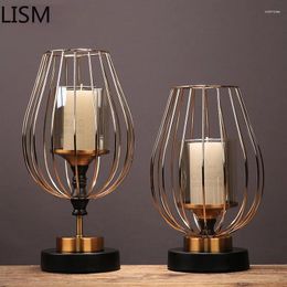 Candle Holders Gold Luxury Holder Metal Glass Retro Bougeoir Wedding Decoration Table Centerpieces Crystal Candelabra