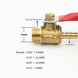 1/8 1/2 '' Male Thread Brass Water Oil Air Gas Fuel Line Shutoff Ball Valve Pipe Fittings Pneumatic Connector Controller Handle