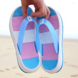 Dance Shoes 2024 Summer Women Casual Massage Durable Flip Flops Beach Sandals Female Wedge Striped Lady Room Slippers