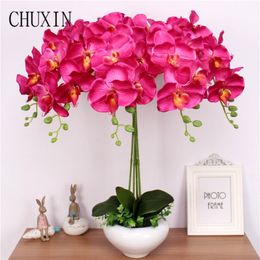 New large-size artificial silk 8 head butterfly orchid home living room floor decoration fake flower wedding scene layout 242L