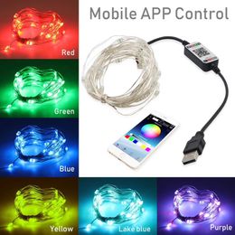 USB LED String Light Bluetooth App Control Copper Wire String Lamp Waterproof Outdoor Fairy Lights for Christmas Tree Decoration 231u