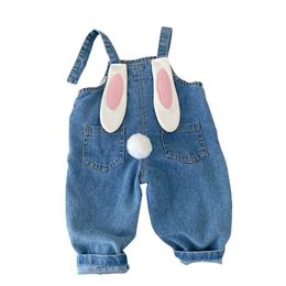 Overalls Rompers Baby girls wear cute spring and autumn lace clothes in solid Colours and return to school. Children wear blue denim pants WX5.26