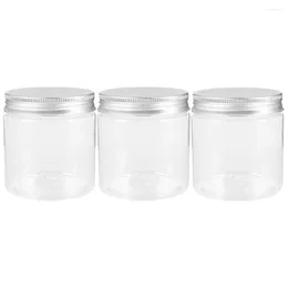 Storage Bottles 3 Pcs Aluminium Lid Mason Jars Sugar Scrub Small Sealing Frosted Jam Plastic Pet Honey Pots