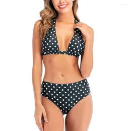 Women's Swimwear Dot Print Hight Waist Bandage Bikini Sets Biquini Set Women Swimsuit Clothing Push-Up Beachwear Mujer Suit Summer