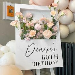 Party Supplies Personalised Flower Box Welcome Sign 52x40cm Custom Birthday Mosaic Frame For Wedding Baby Shower Decor