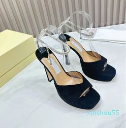 2024 Tasarımcı Slingbacks Lady Glitter Sandalet 12.5cm Platform Topuk Ayakkabıları 34-42