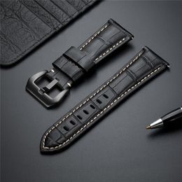 Watch Bands Bamboo Pattern Genuine Leather Watchbands Accessories Stainless Steel Buckle High Quality Replacement Watches Straps 228J