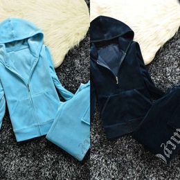 Juicy Tracksuit Women Velvet 2023 's Brand Velour Sewing Suit Track Hoodies And Pants Sets New high end 88ess s 11918