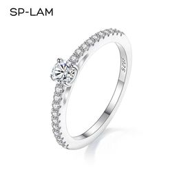 Band Rings A genuine 925 sterling silver small moisturizing ring suitable for women simple and sparkling 0.3CT certified laboratory diamond finger ring J240527