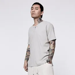 Men's T Shirts Summer Style Linen Slim Fit T-shirt Short Sleeved Cotton Plus-sized Top Loose-Fit Chinese-Style National C