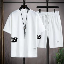 Summer Sets Mens T-shirt Shorts Suit Brand Short Sleeve Set Printed Cotton Tshirts Jogging Sweatpants Male Sport Suit 240521