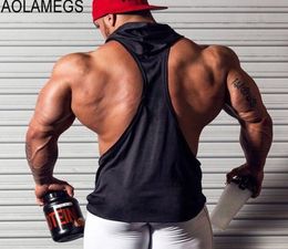 Aolamegs Men Tank Top Bodybuilding Stringer Hoodies Sleeveless Singlets Gyms Undershirt Fitness Muscle mens Vest Sportswear6982782