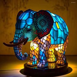 Table Lamps SWEETHOME RESIN Elephant Lamp Colourful Glass Decorative Night Lights For Children's Room Home Bedroom