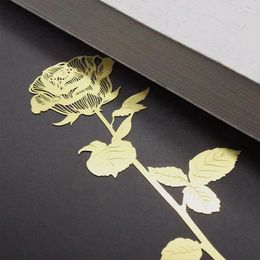 Delicate Hollow Rose Bookmark Metal Book Marks Page Marker Paper Reading Stationery Supplies Festival Gifts