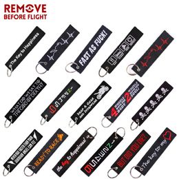 BEFORE FLIGHT Keychain Launch Key chains for Motorcycles and Cars Black Tag Embroidery Fobs 326O