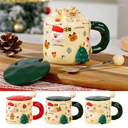 Mugs Christmas Coffee Ceramic Mug With Lid And Spoon 400ml Magnetic Gift Kitchen Accessor For Colleagues Friends Birthday