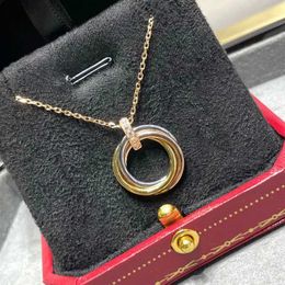 Pendant Necklaces European classic 925 sterling silver three-ring necklace Women fashion personty temperament luxury brand Jewellery party gift T240524
