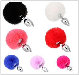 2017 Men Women Butt Plug Small Size Metal Anal Toys Hairy Rabbit tail Adult Sex Toys Sex Products Anal Plug Juguetes q1706898747783