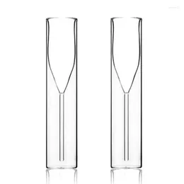 Wine Glasses 67JE 2pcs Champagne Glass Double Wall Flute Goblet Bubble Cups Cocktails Wedding Party Cup Sparkling