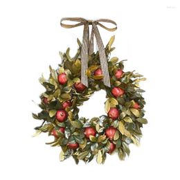 Garden Decorations Autumn Fall Front Door Wreath Artificial Pomegranate Fruit Ribbon Bow Realistic Greenery Hanging Onrmanet Thanks 45BE