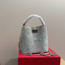 Hot letter Lady Designer Bucket Bags Elegant Diamond Crossbody Bags Women Solid Color Evening Luxury Handbag Design Shoulder Tote Bag 231013