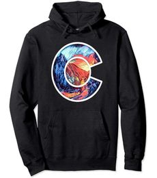 Men039s Hoodies Sweatshirts Mountain Landscape CO Flag Graphic Design By MCMA Pullover Hoodie8467938