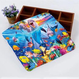 Towel Dolphin Painting Home Hand Towels Kitchen El Restaurant Cleaning Microfiber Fabric 35x35cm 35x75cm 6.20wjy