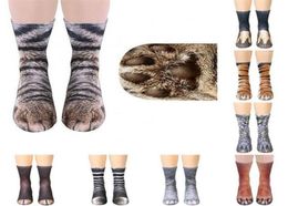 New Cartoon 3D Print Animal Foot Socks Hoof Paw Feet Crew Socks Adult Digital Simulation Unisex Tiger Dog Cat Sock5729033