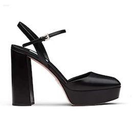 TRAF Sandals Thick Janes Mary Women Sole Waterproof Platform Pumps Female Square Baotou Leather Sexy T-strap Dress Sho 2f7
