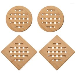Table Mats Heat Resistant Non-Slip Bamboo Trivets Pot Mat For Kitchen - 4Pcs Pan Pads (15Cm)