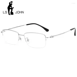 Sunglasses Frames LS JOHN Titanium Half-Rim Eyeglasses Women Ultralight Square Brand Optical Prescription Glasses Men Korean Eyewear