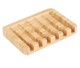 Factory Bamboo Soap Dishes for Bathroom Shower, Wooden Bar Holder with Self Draining Tray, Natural Waterfall Drain Saver LL