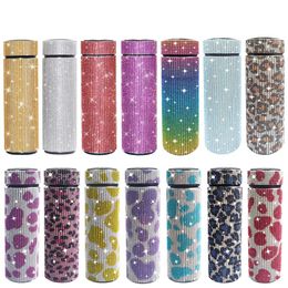 Portable stainless steel smart thermal cup led temperature display water bottles diamonds 500ml home office multicolors tumblers outdoor casual 27xm