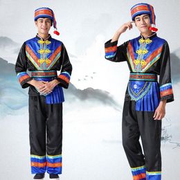 Hmong Men Clothes National Chinese Folk Dance Thnic Modern Costumes Classical Design FF2005 Stage Wear 244p