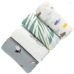 Blankets Nordic Born Baby Cartoon Print Swaddling Blanket Banboo Fiber Muslin Gauze Towel Kids Wrapped Cloths Boys Girls Accessories