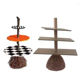 Plates Halloween Witch Broom Stand Basket For Fruit Bowl Display Tower