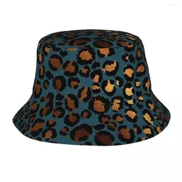 Berets Cheetah Print Leopard Bucket Hat Panama Children Bob Hats Outdoor Fashion Fisherman For Summer Fishing Unisex Cap