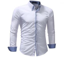 New Mens Shirt 2020 Brand Male Casual Camisa Masculina Solid Colour Business Dress Shirt Long Sleeve Slim Shirts Size XXXL15176780