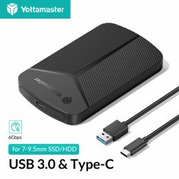 Yottamaster 2.5 inch HDD Enclosure SATA to USB 3.0 Type-C External Hard Drive Case 6Gbps Speed SATA SSD HDD Case 6TB Storage Box