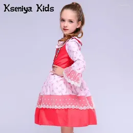 Girl Dresses Kseniya Kids 2024 Cotton Spring Pink Red Cute Baby Clothes Christmas Thanksgiving Flower Girls Lace Dress Boutique Clothing