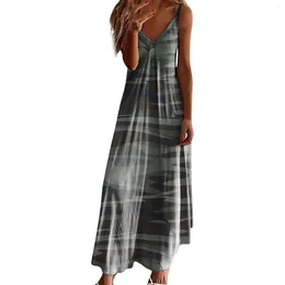 Casual Dresses Summer For Women 2024 Floral Spaghetti Strap Sundresses V Neck Sexy Elegant Long Maxi Dress