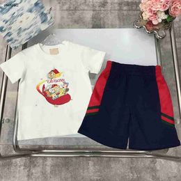 Luxury baby Tracksuits KIds summer suit Child Sets Size 100-150 CM 2pcs Cartoon character short sleeved tees and elastic waist shorts June19