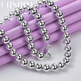 Catene chshine 925 sterling argento da 8 mm collana di perline da donna per donne fidanzamento del matrimonio gioiello