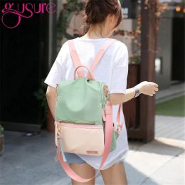 Gusure Contrast Colour Oxford Backpacks Travel Large Capacity School Girl Shoulder Bag Women Tassel Rucksack Double use