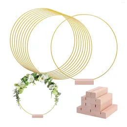 Decorative Flowers 12pack 12inch Large Metal Floral Hoops With 12pcs Wood Place Holder Stands Wreath Macrame Gold Hoop Ring DIY Wedding