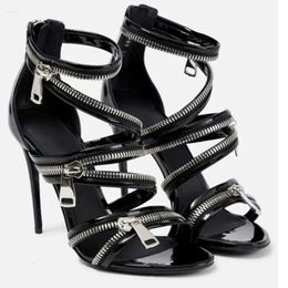 Slim Summer Sandals Women Zipper Fashion High Heel Sexy Nightclub Party Show Women's Shoes Size 35- 775 's